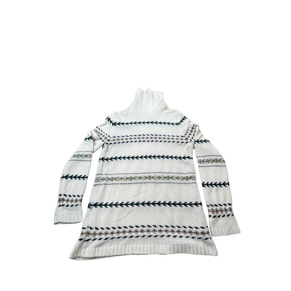 Russ Liz Claiborne Womens Medium Cream Knit Turtleneck Sweater Christmas Pattern - Picture 1 of 9